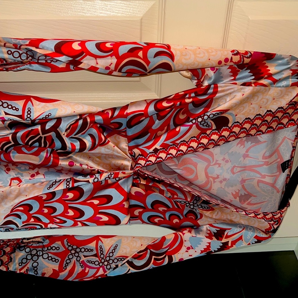 A wrap dress that was bought in Atlanta at small boutique.